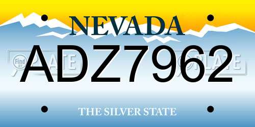 ADZ7962 Nevada License Plate