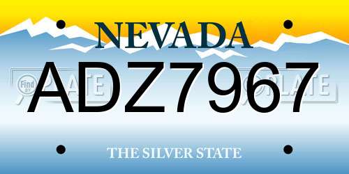 ADZ7967 Nevada License Plate