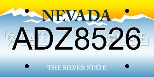 ADZ8526 Nevada License Plate