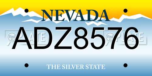 ADZ8576 Nevada License Plate