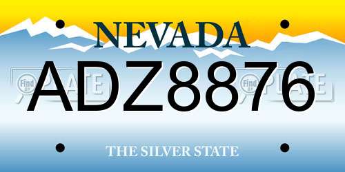 ADZ8876 Nevada License Plate