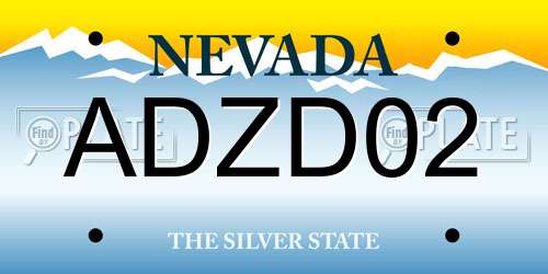 ADZD02 Nevada License Plate