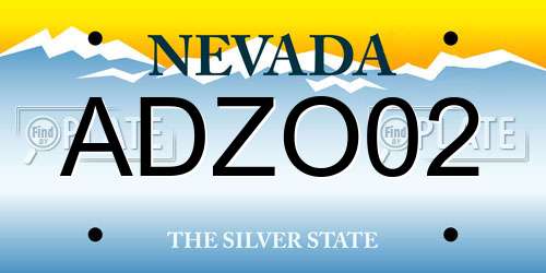 ADZO02 Nevada License Plate