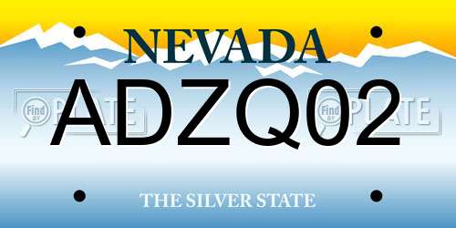 ADZQ02 Nevada License Plate