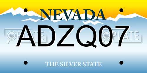 ADZQ07 Nevada License Plate