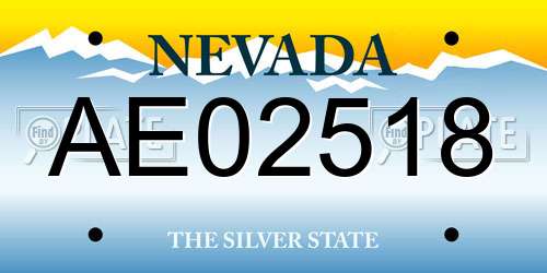 AE02518 Nevada License Plate