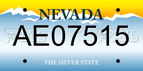 AE07515 Nevada License Plate