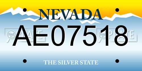 AE07518 Nevada License Plate