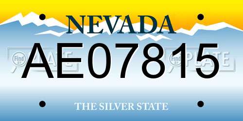 AE07815 Nevada License Plate