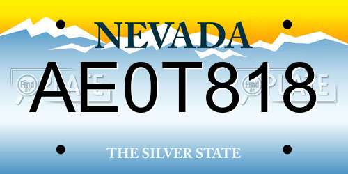 AE0T818 Nevada License Plate