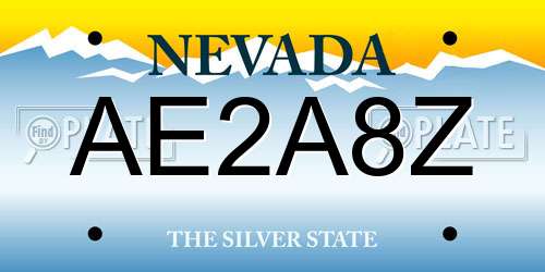 AE2A8Z Nevada License Plate