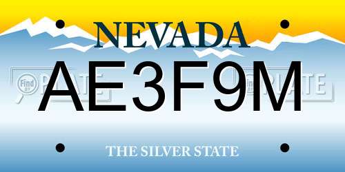 AE3F9M Nevada License Plate