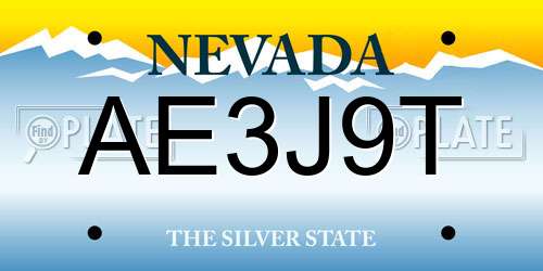 AE3J9T Nevada License Plate