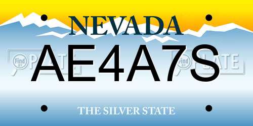 AE4A7S Nevada License Plate