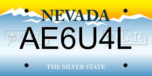 AE6U4L Nevada License Plate