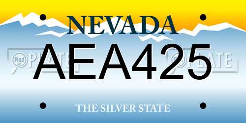 AEA425 Nevada License Plate