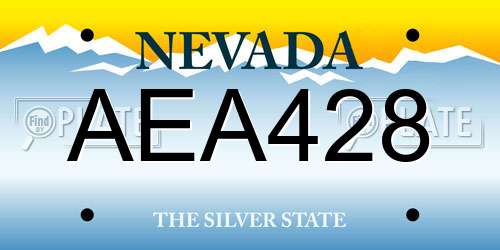 AEA428 Nevada License Plate