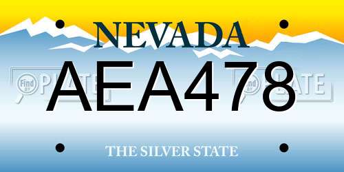 AEA478 Nevada License Plate