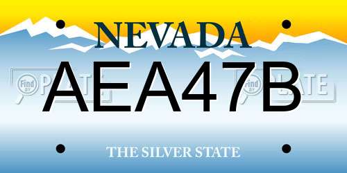 AEA47B Nevada License Plate