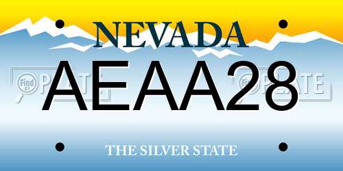 AEAA28 Nevada License Plate
