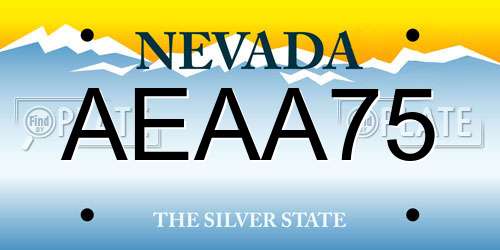 AEAA75 Nevada License Plate