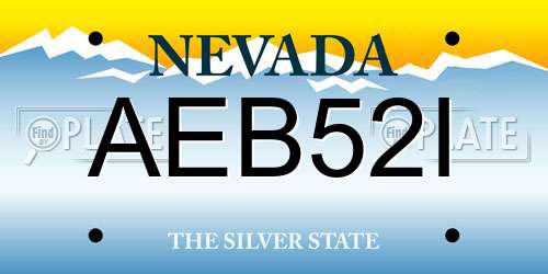 AEB52I Nevada License Plate