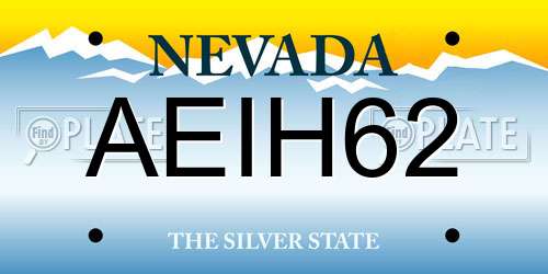 AEIH62 Nevada License Plate