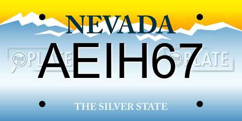 AEIH67 Nevada License Plate