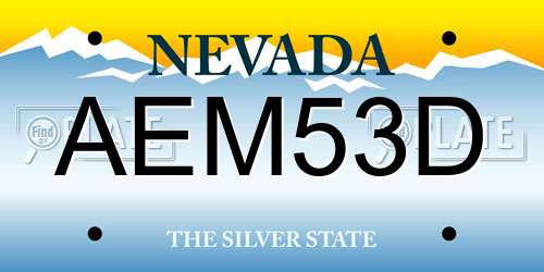 AEM53D Nevada License Plate