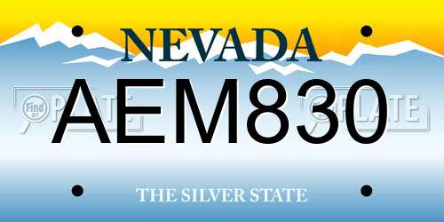 AEM830 Nevada License Plate