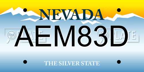 AEM83D Nevada License Plate