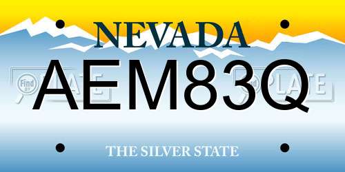 AEM83Q Nevada License Plate