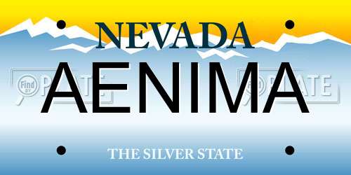 AENIMA Nevada License Plate