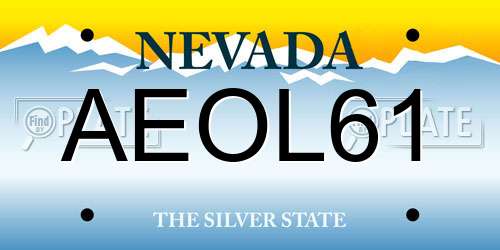 AEOL61 Nevada License Plate