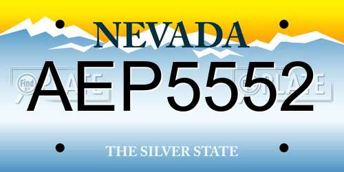 AEP5552 Nevada License Plate