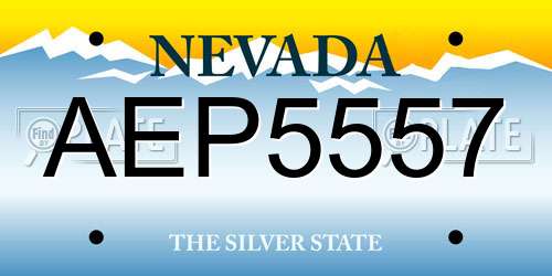 AEP5557 Nevada License Plate