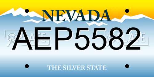 AEP5582 Nevada License Plate