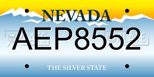 AEP8552 Nevada License Plate