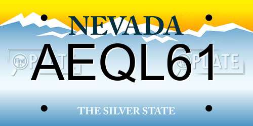 AEQL61 Nevada License Plate