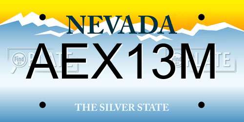 AEX13M Nevada License Plate