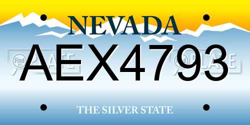 AEX4793 Nevada License Plate