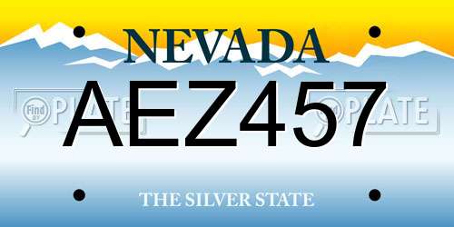 AEZ457 Nevada License Plate