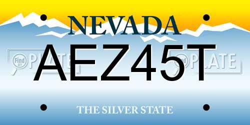 AEZ45T Nevada License Plate