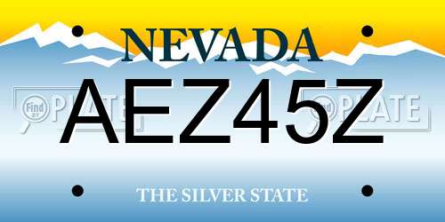 AEZ45Z Nevada License Plate