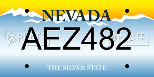 AEZ482 Nevada License Plate