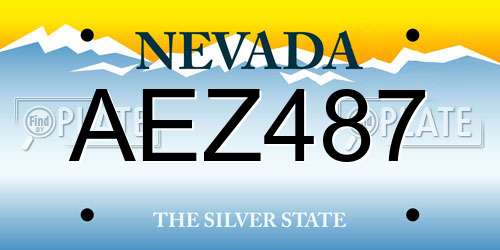 AEZ487 Nevada License Plate