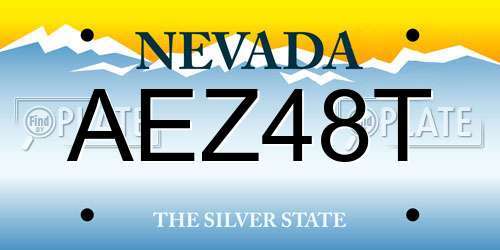 AEZ48T Nevada License Plate