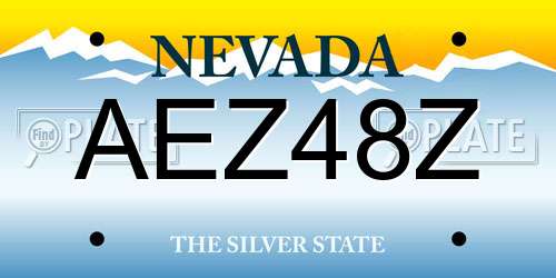 AEZ48Z Nevada License Plate