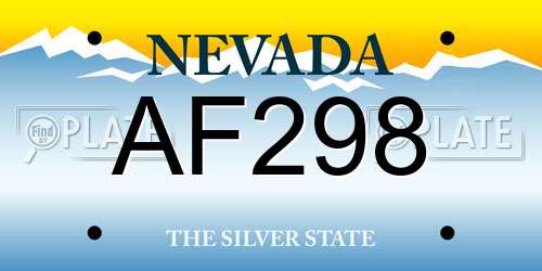 AF298 Nevada License Plate