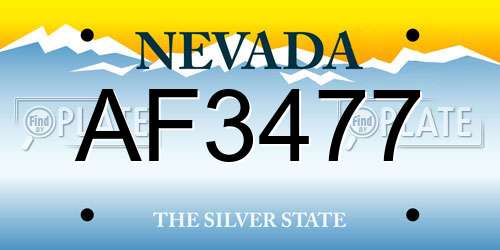 AF3477 Nevada License Plate